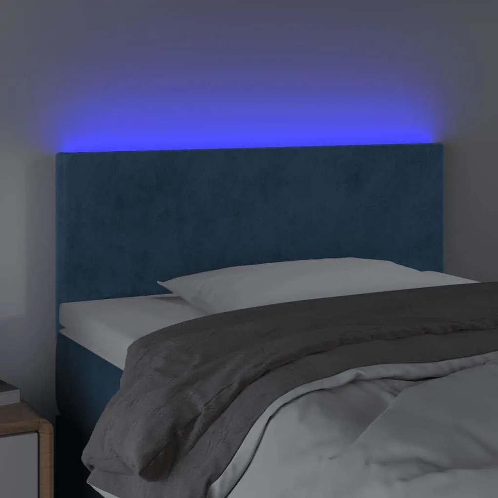 Κεφαλάρι Κρεβατιού LED Σκούρο Μπλε 90x5x78/88 εκ. Βελούδινο - Μπλε