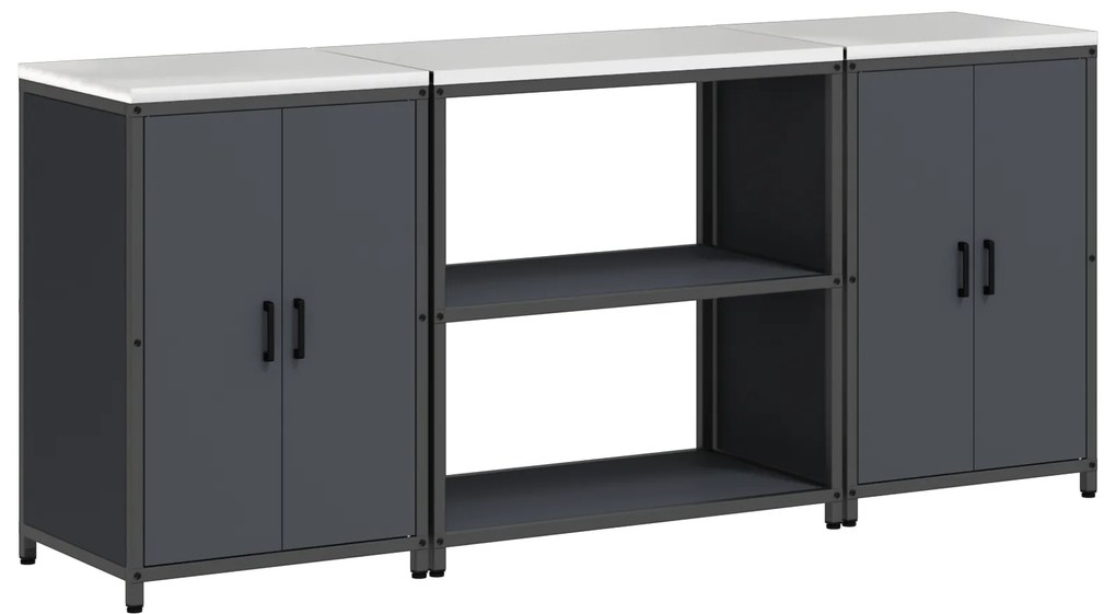 vidaXL Σετ Αποθήκευσης Κουζίνας με ράφι 3 pcs Ανθρακί 210 x 50 x 92 εκ