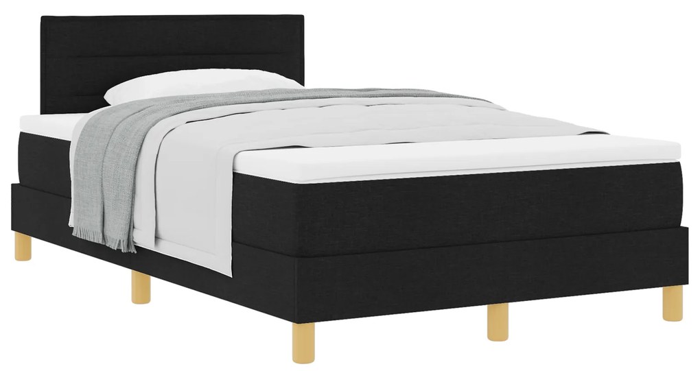 vidaXL Κρεβάτι Box Spring με Στρώμα Μαύρο 120x190 εκ Υφάσματος