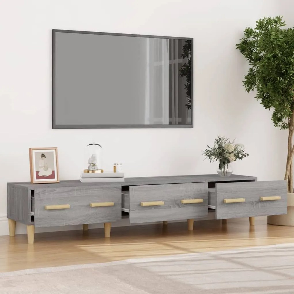 Έπιπλο Τηλεόρασης Γκρι Sonoma 150x34,5x30εκ. Επεξεργασμένο Ξύλο - Γκρι