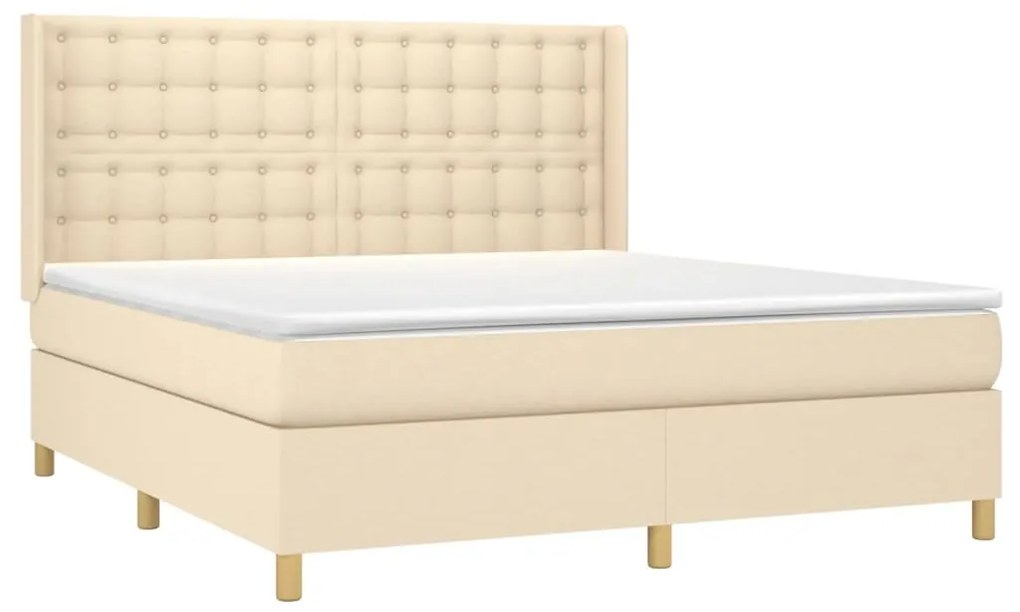 ΚΡΕΒΑΤΙ BOXSPRING ΜΕ ΣΤΡΩΜΑ &amp; LED ΚΡΕΜ 180X200 ΕΚ. ΥΦΑΣΜΑΤΙΝΟ 3139218