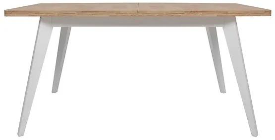 Τραπέζι Boston BH125, Γυαλιστερό λευκό, Westminster δρυς, 76x90x160cm, 39 kg, Επιμήκυνση, Πλαστικοποιημένη μοριοσανίδα, Ξύλο | Epipla1.gr