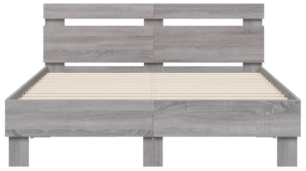 vidaXL Πλαίσιο Κρεβατιού με Κεφαλάρι Γκρι Sonoma 120x200εκ. Επεξ. Ξύλο