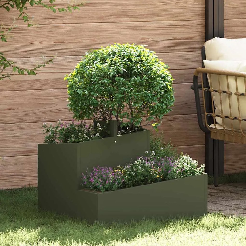 vidaXL Γλάστρα Κήπου Ελιά Πράσινη 60x60x50 εκ Χάλυβα