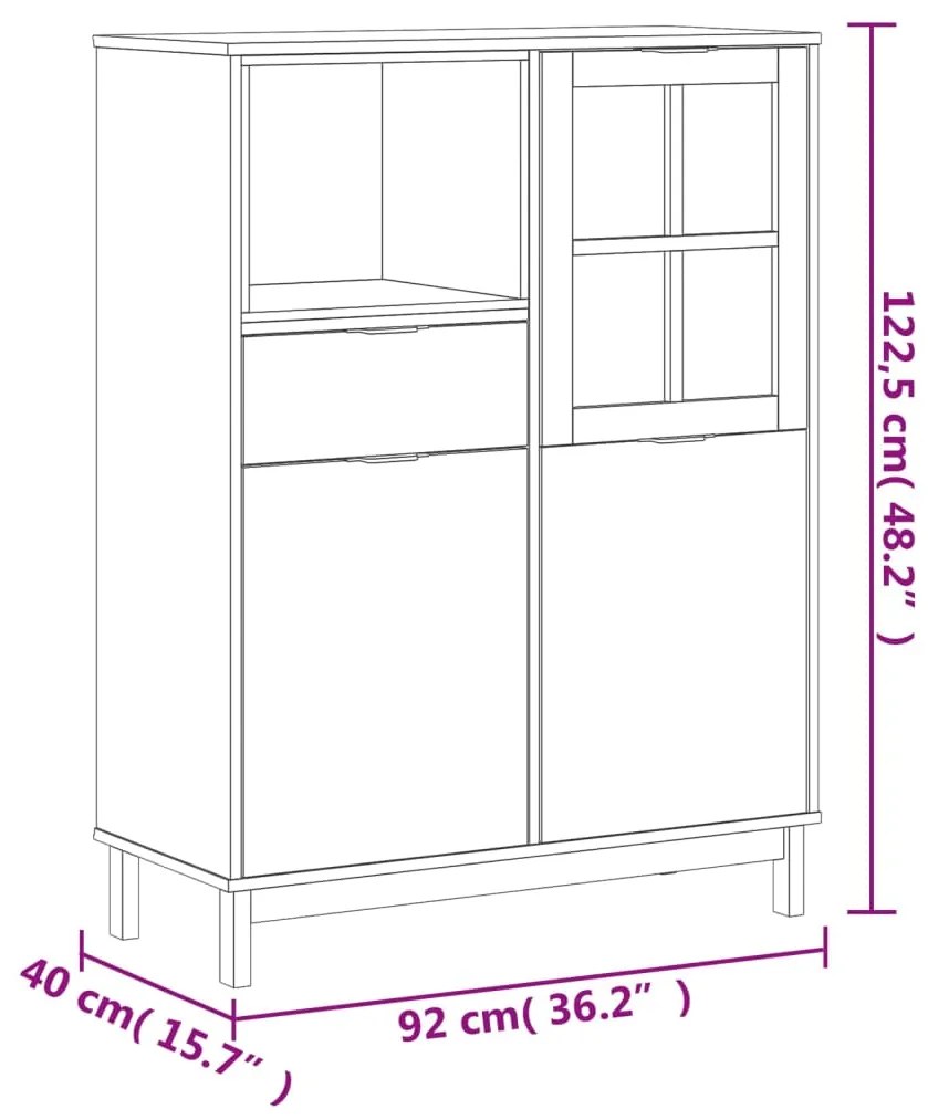 Συρταριέρα FLAM 92x40x122,5εκ Μασίφ Ξύλο Πεύκο με Γυάλινη Πόρτα - Καφέ