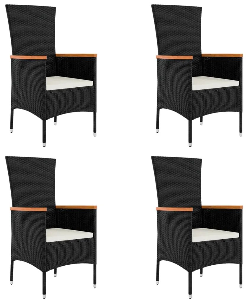 vidaXL Καρέκλες Κήπου 4 τεμ. Μαύρο από Συνθετικό Ρατάν με Μαξιλάρια