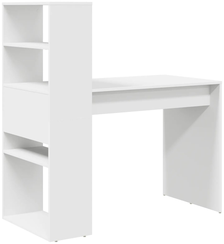 vidaXL Γραφείο με Αποθήκευση Λευκό 113x54x120 εκ. Επεξεργασμένο Ξύλο
