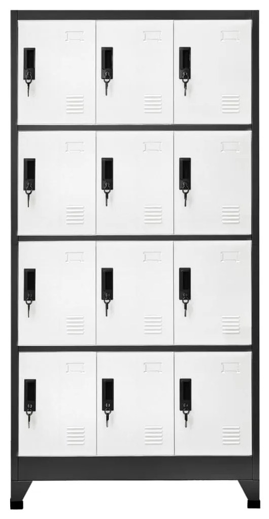 vidaXL Φοριαμός Ανθρακί και Λευκός 90 x 45 x 180 εκ. Ατσάλινος