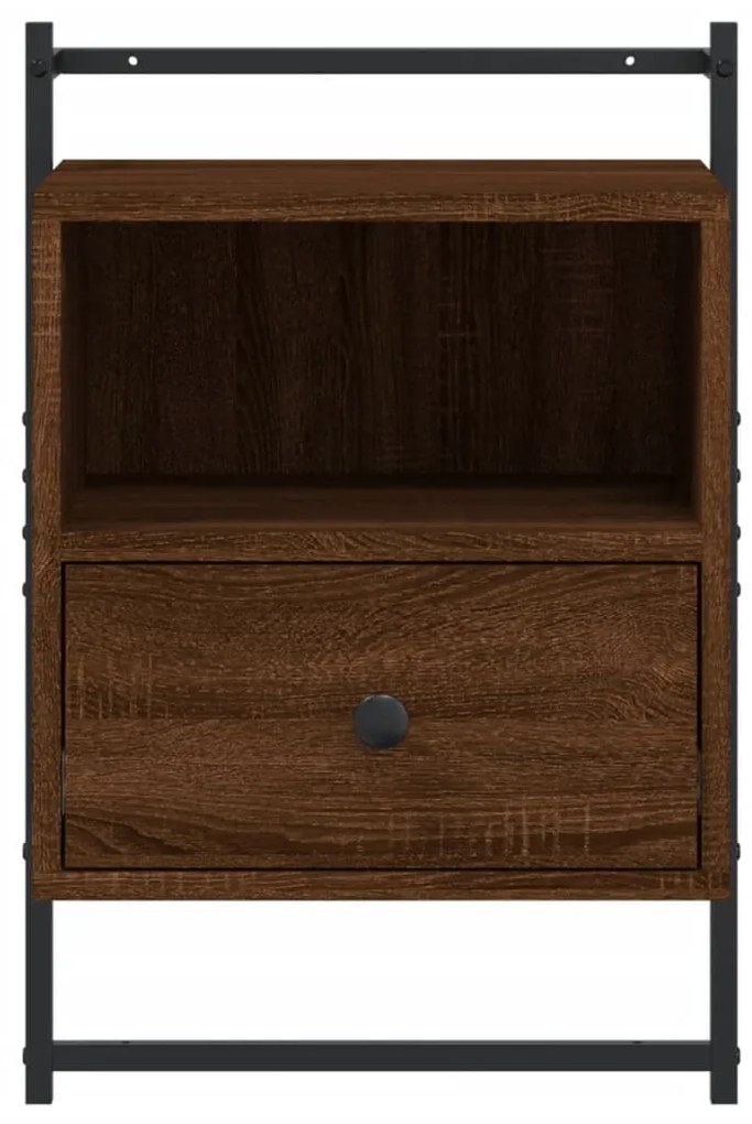 vidaXL Κομοδίνα Επιτοίχια 2 τεμ. Καφέ Δρυς 40x30x61 εκ. Επεξ. Ξύλο