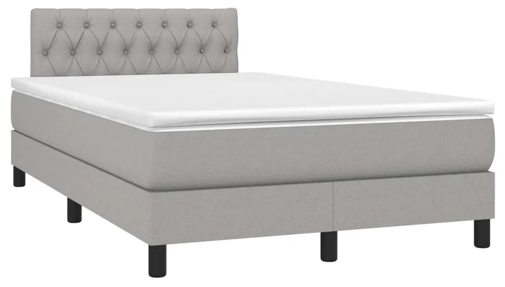 Κρεβάτι Boxspring με Στρώμα &amp; LED Αν.Γκρι 120x200 εκ Υφασμάτινο - Γκρι