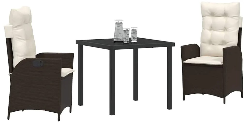 vidaXL Σέτ φαγητού για κήπο 3 pcs Καφέ συνθετικό ρατάν