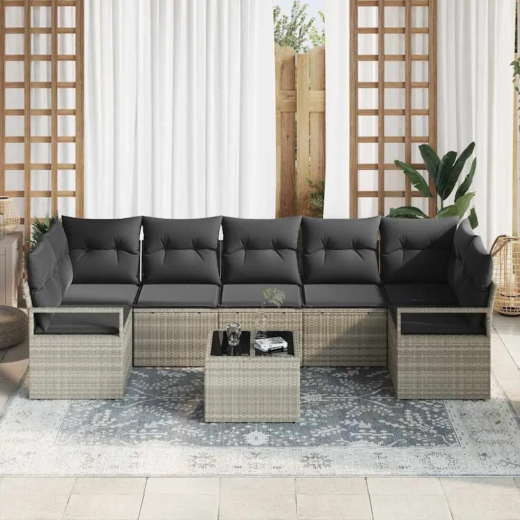 vidaXL Σετ Καναπέ Κήπου με μαξιλάρι 8 pcs Ανοιχτό γκρι 55 x 55 x 37 εκ