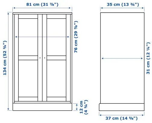 HAVSTA ντουλάπι βιτρίνα με μπάζα, 81x37x134 cm 095.346.54