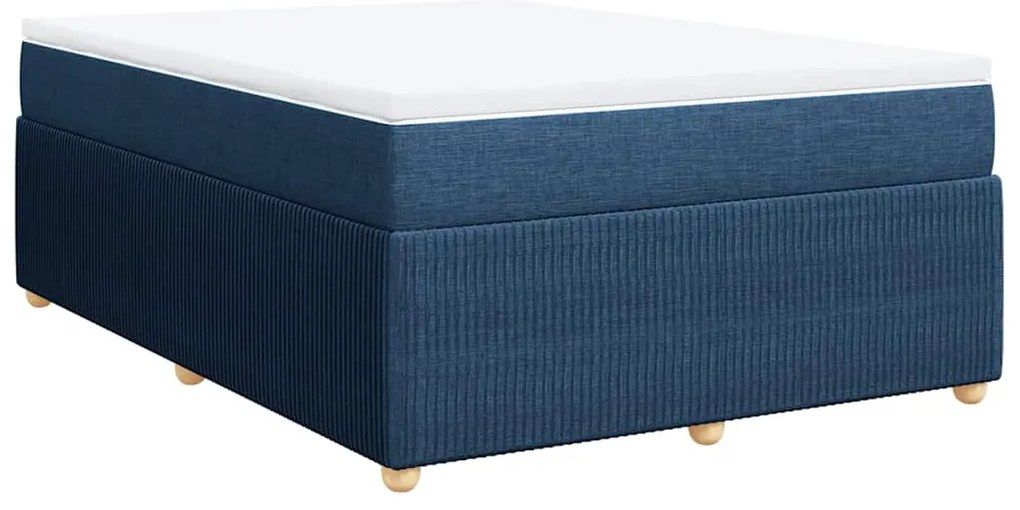 vidaXL Κρεβάτι Boxspring με Στρώμα Μπλε 140x200 εκ. Υφασμάτινο