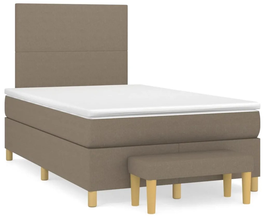 Κρεβάτι Boxspring με Στρώμα Taupe 120x190 εκ. Υφασμάτινο