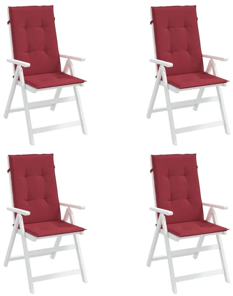 Μαξιλάρια Καρέκλας Κήπου με Πλάτη 4 τεμ. Μπορντό 120x50x3 εκ. - Κόκκινο