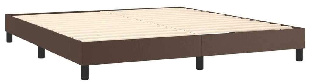 vidaXL Κρεβάτι Boxspring με Στρώμα Καφέ 180x200 εκ. Συνθετικό Δέρμα