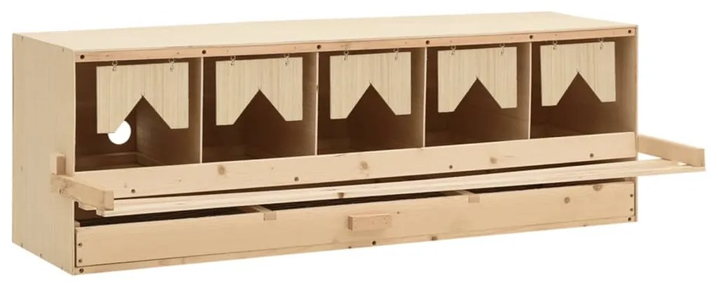 vidaXL Φωλιά για Κότες με 5 Θέσεις 117x33x38 εκ. από Μασίφ Ξύλο Πεύκου