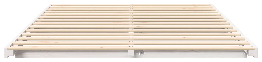 vidaXL Κρεβάτι δαπέδου Λευκό 140 x 200 cm Μασίφ ξύλο πεύκου