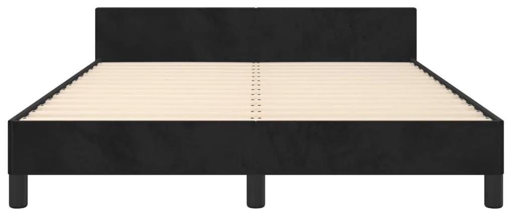 Πλαίσιο Κρεβατιού με Κεφαλάρι Μαύρο 140x190 εκ. Βελούδινο - Μαύρο
