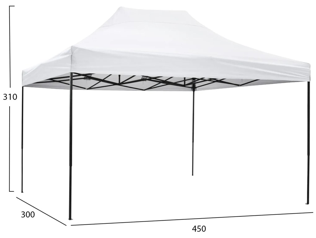 ΚΙΟΣΚΙ/GAZEBO MATTHEW HM6311 ΠΤΥΣΣΟΜΕΝΟ-ΣΚΕΛΕΤΟΣ ΜΕΤΑΛ.ΜΑΥΡΟΣ-ΛΕΥΚΟ ΥΦΑΣΜΑ 3Χ4,5μ - 0612847 - HM6311