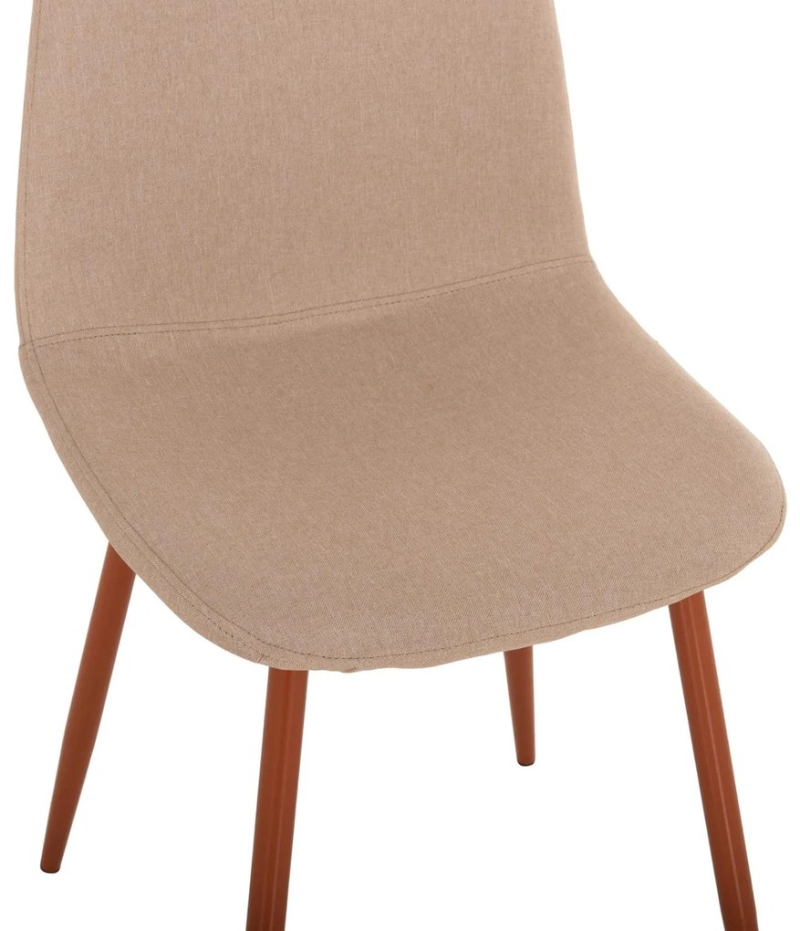 Σετ Τραπεζαρίας LEOMOR C21270.01 5 τεμ. Τραπέζι & 4 Καρέκλες με Μπέζ ύφασμα 140x80x75 εκ.