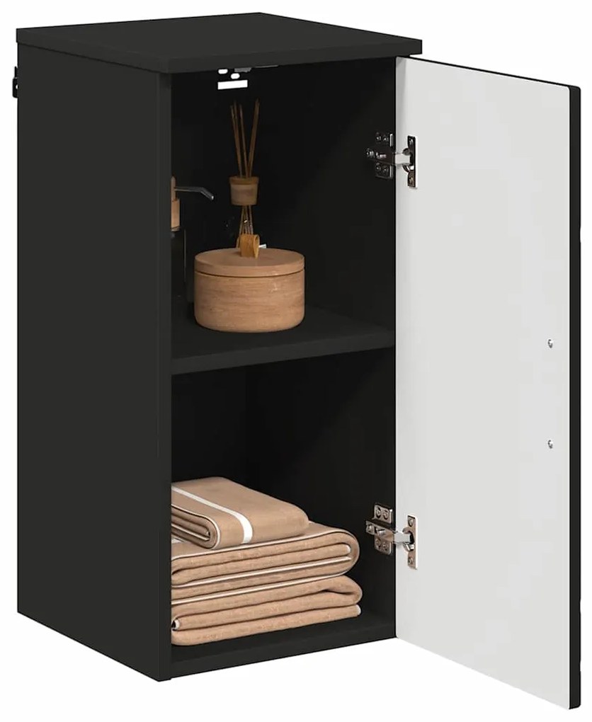 vidaXL Ντουλάπι Μπάνιου Επιτοίχιο με πόρτα Μαύρο 30 x 31,5 x 61 εκ