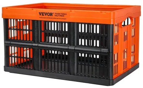 VEVOR Plastic Collapsible Storage Basket, 45L 3 Packs, Folding Stackable Storage Containers/Bins with Handles, Large Heavy Duty Containers for Clothes, Toys, Books, Snack, Shoes and Grocery Organizing