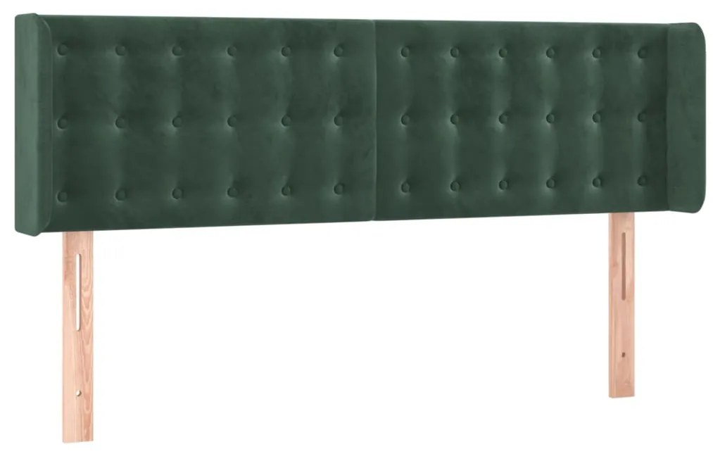 vidaXL Κεφαλάρι με Πτερύγια Σκούρο Πράσινο 147x16x78/88 εκ. Βελούδινο