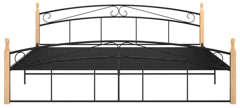 vidaXL Πλαίσιο κρεβατιού μαύρο μεταλ./μασίφ ξύλο δρυς 200x200 εκ.