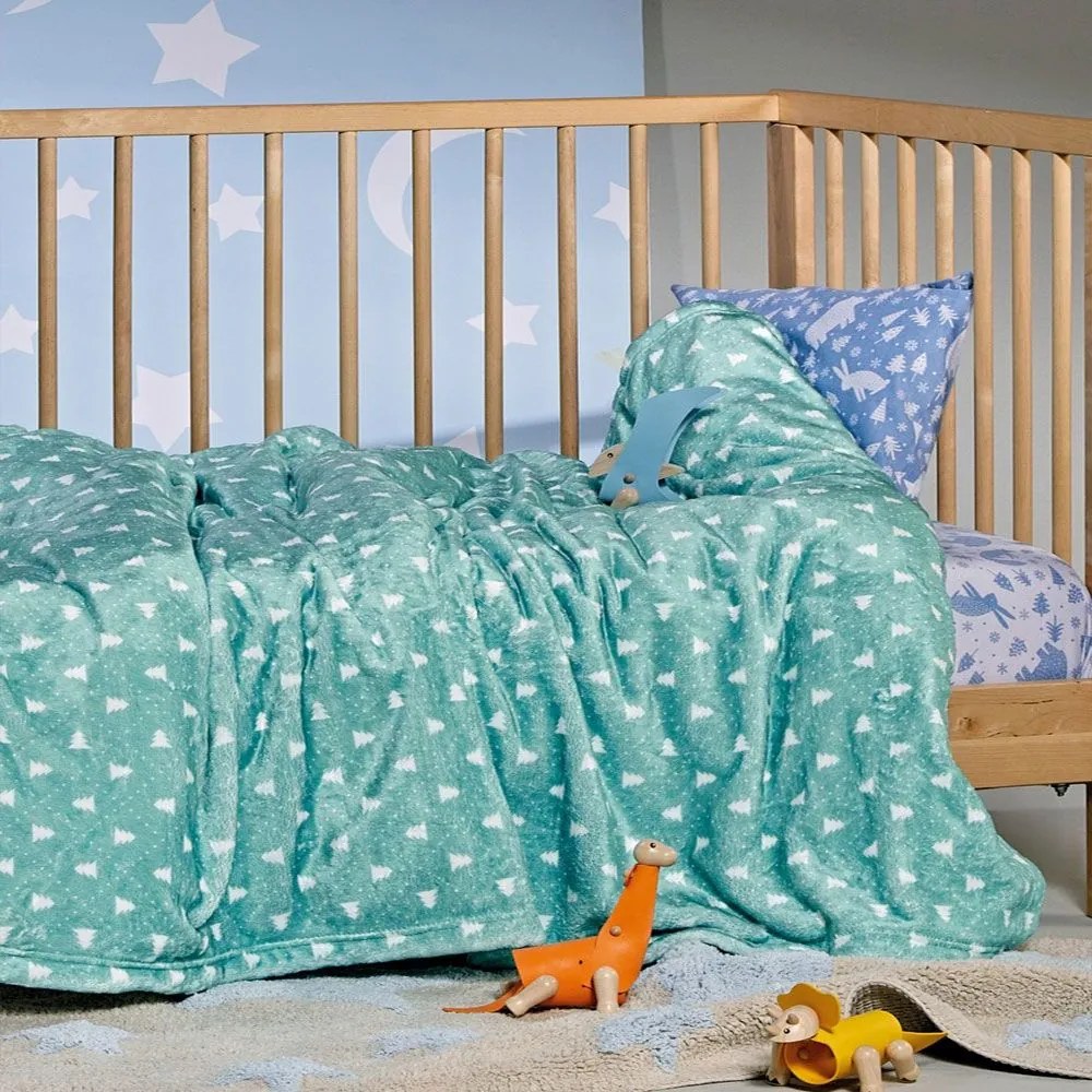 Κουβέρτα Βρεφική Taiga 02 Flannel Fleece Green Kentia Cuddle 80x100cm Πολυέστερ