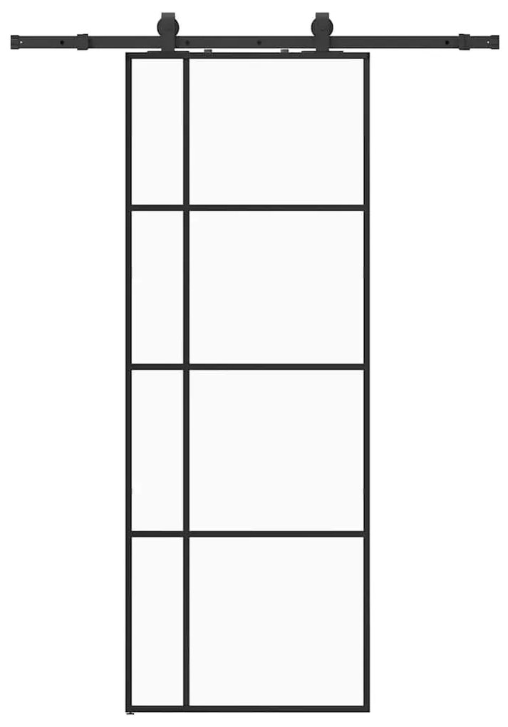 vidaXL Συρόμενη Πόρτα με Μηχανισμό Μαύρο 76x205 εκ. Γυαλί ESG