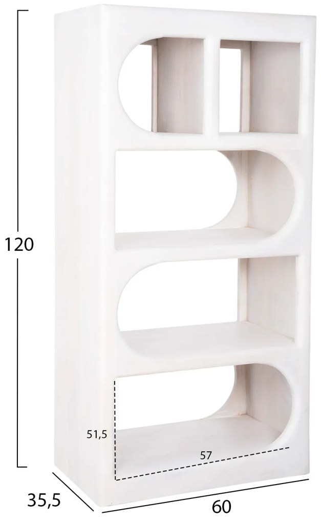 Ραφιέρα Κομμο Handyr Μασίφ Ξύλο Mango Σε Λευκό Χρώμα 60x35x120 Υ Εκ.