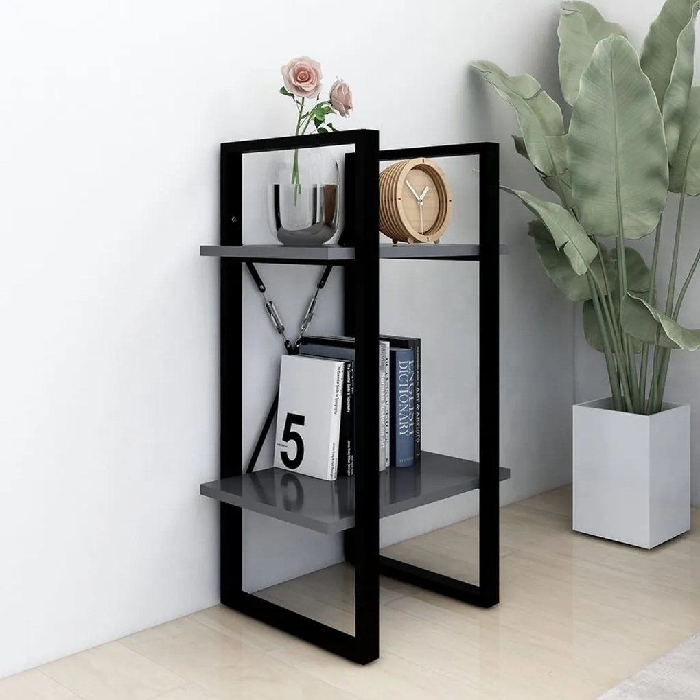 vidaXL Βιβλιοθήκη με 2 Ράφια Γκρι 40 x 30 x 70 εκ. από Επεξ. Ξύλο