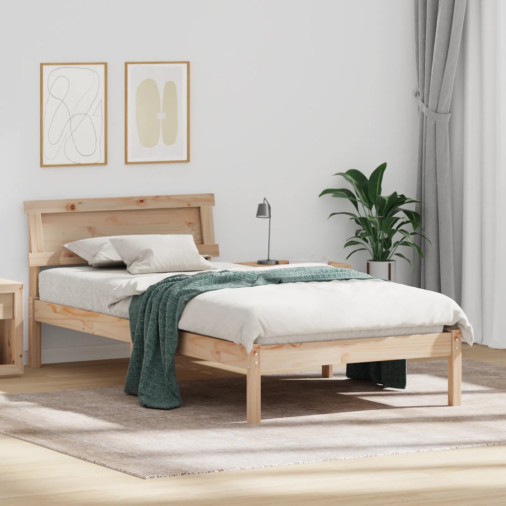 vidaXL Σκελετός Κρεβατιού Καφέ 90 x 190 cm Συμπαγές ξύλο πεύκου