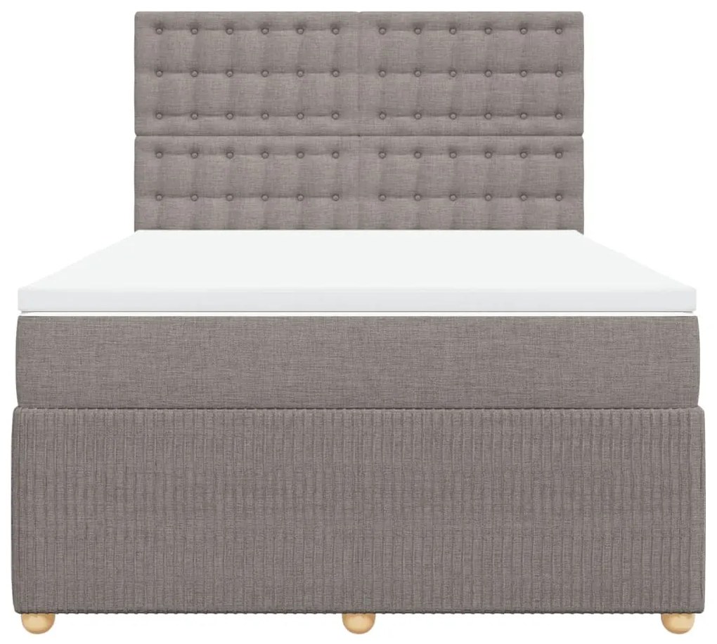 Κρεβάτι Boxspring με Στρώμα Taupe 140x190 εκ. Υφασμάτινο - Μπεζ-Γκρι