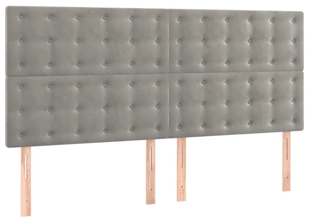 vidaXL Κρεβάτι Boxspring με Στρώμα Ανοιχτό Γκρι 160x200 εκ. Βελούδινο