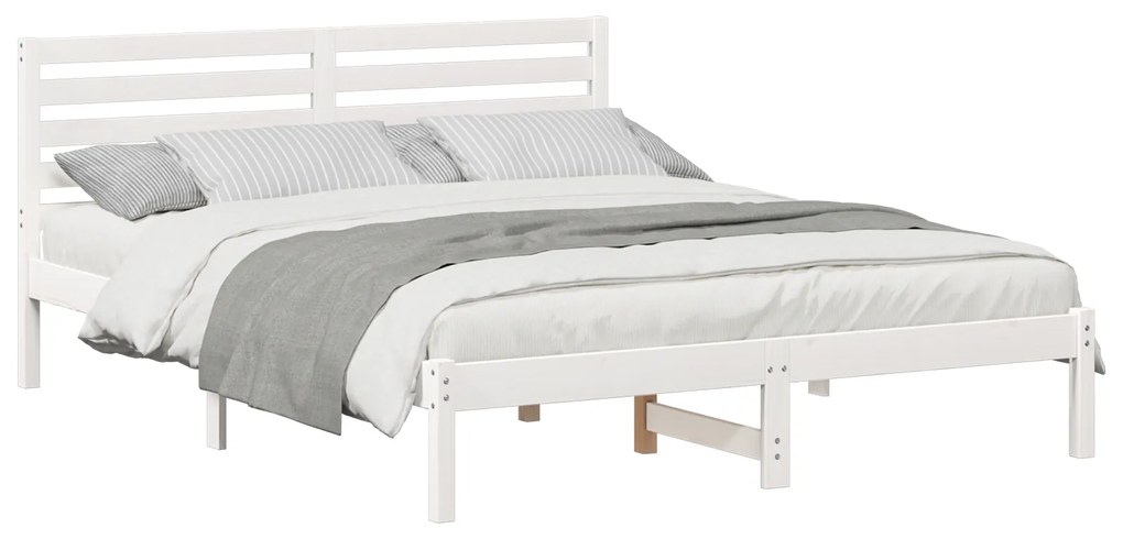 vidaXL Σκελετός Κρεβατιού Λευκό 160 x 200 cm Συμπαγές ξύλο πεύκου