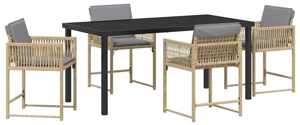 vidaXL Σέτ φαγητού για κήπο 5 pcs Μπεζ συνθετικό ρατάν