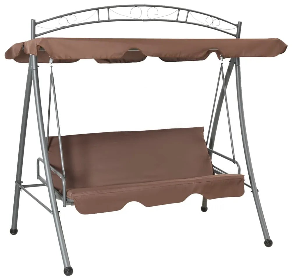 vidaXL Κούνια Βεράντας Μετατρεπόμενη Χρώμα Coffee με Σκίαστρο