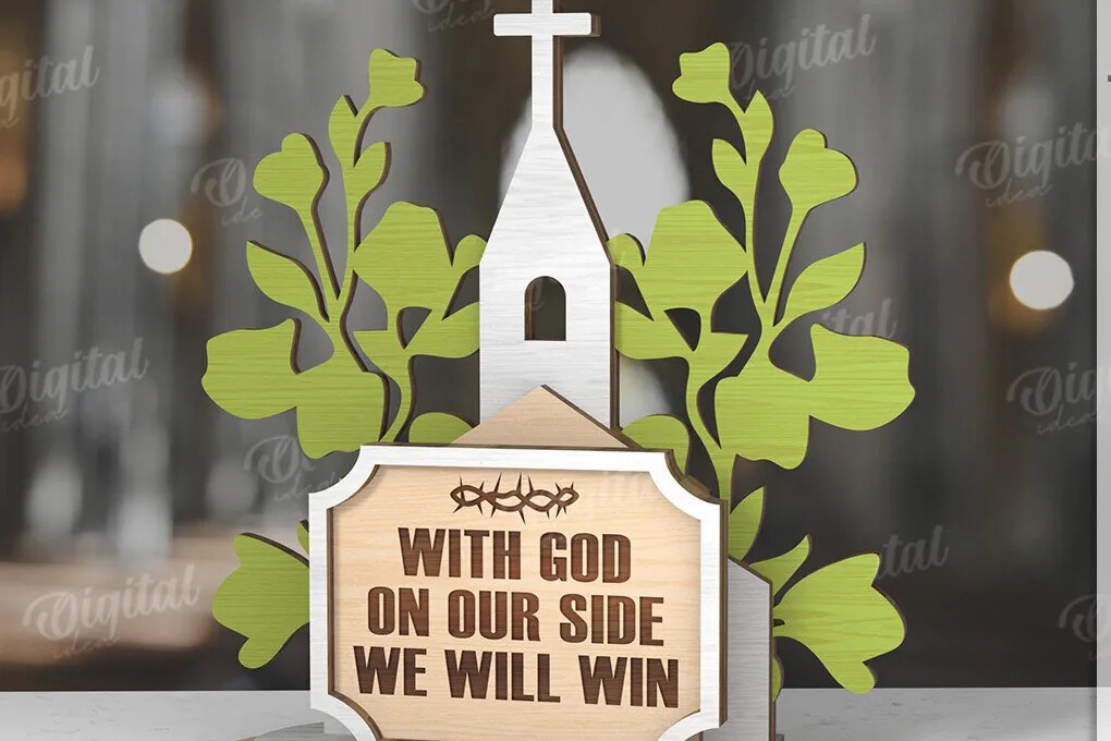 Intra απο ξύλο plywood 3mm-4mm πάχος 3D Χριστιανική όρθια διακόσμηση με λέιζερ Δίασταση 30x20 cm INTRAFABR-119722512