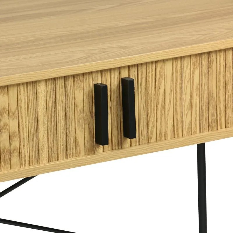 Κονσόλα Scandi MDF/Metal σε φυσική απόχρωση με μεταλλικά μαύρα πόδια 120x60x76,5εκ 120x60x76.5 εκ.