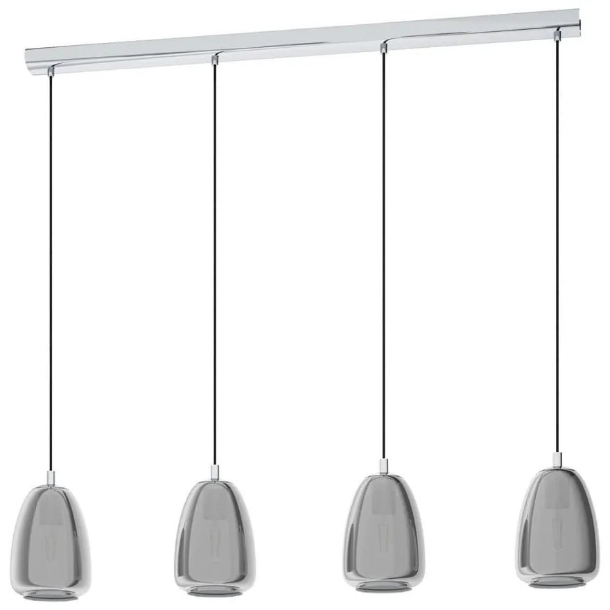 Φωτιστικό Οροφής Ράγα Alobrase 98616 Black-Clear Eglo Metal, Glass
