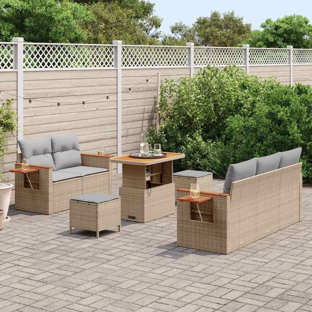 vidaXL Σετ Καναπέ Κήπου 8 pcs μπεζ και ανοιχτό γκρι 90 x 55 x 71 cm