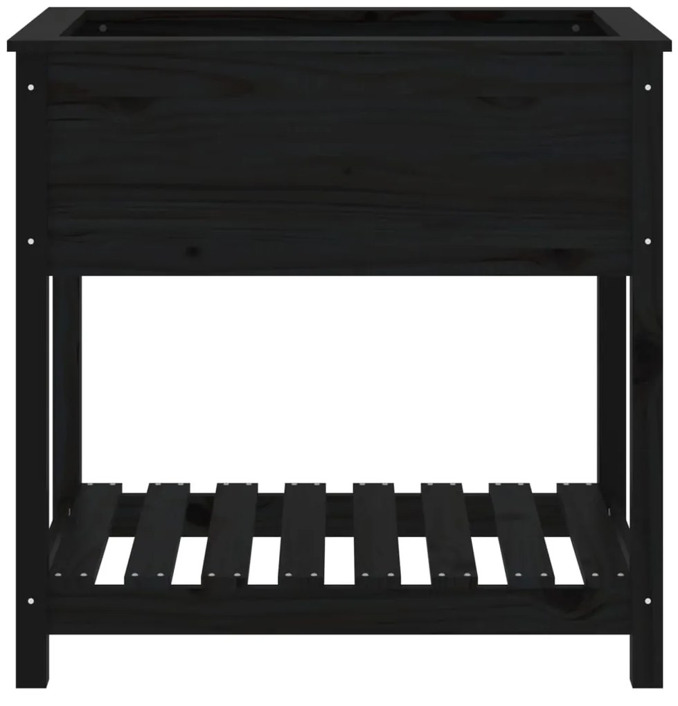 vidaXL Ζαρντινιέρα με Ράφι Μαύρη 82,5 x 54 x 81 εκ. Μασίφ Ξύλο Πεύκου