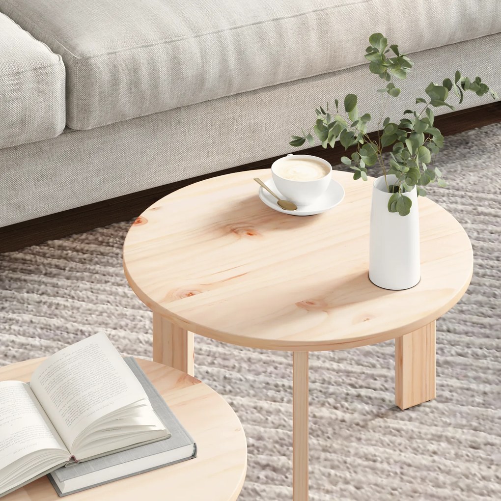 vidaXL Σετ Τραπεζιού Για Καφέ 2 pcs Φυσικό 47.5 x 47.5 x 27 εκ.