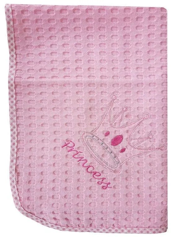 Κουβέρτα Πικέ Βρεφική Princess 35 Ροζ DimCol Κούνιας 100x160cm 100% Βαμβάκι