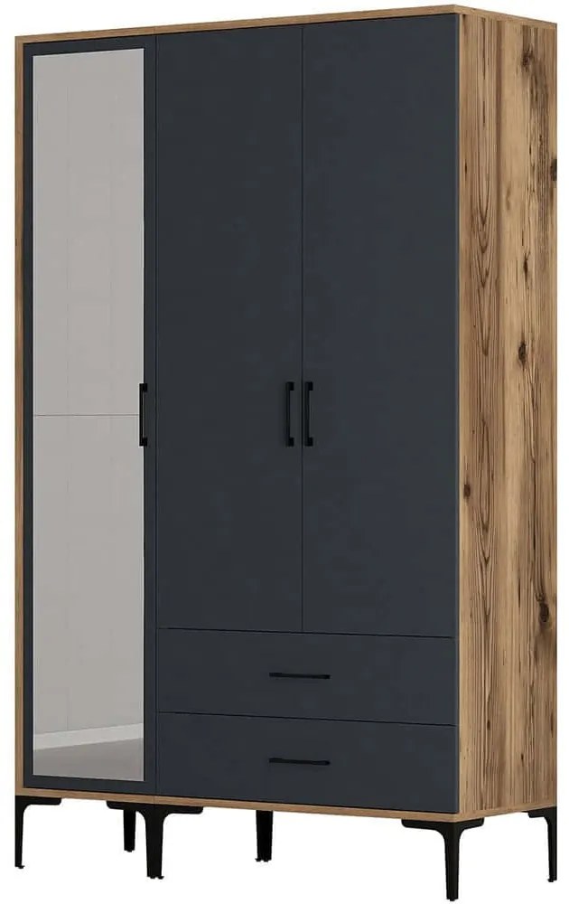 Ντουλάπα Τρίφυλλη Kumsal 845HCT5454 120x47,5x201,4cm Walnut-Anthracite Τρίφυλλη