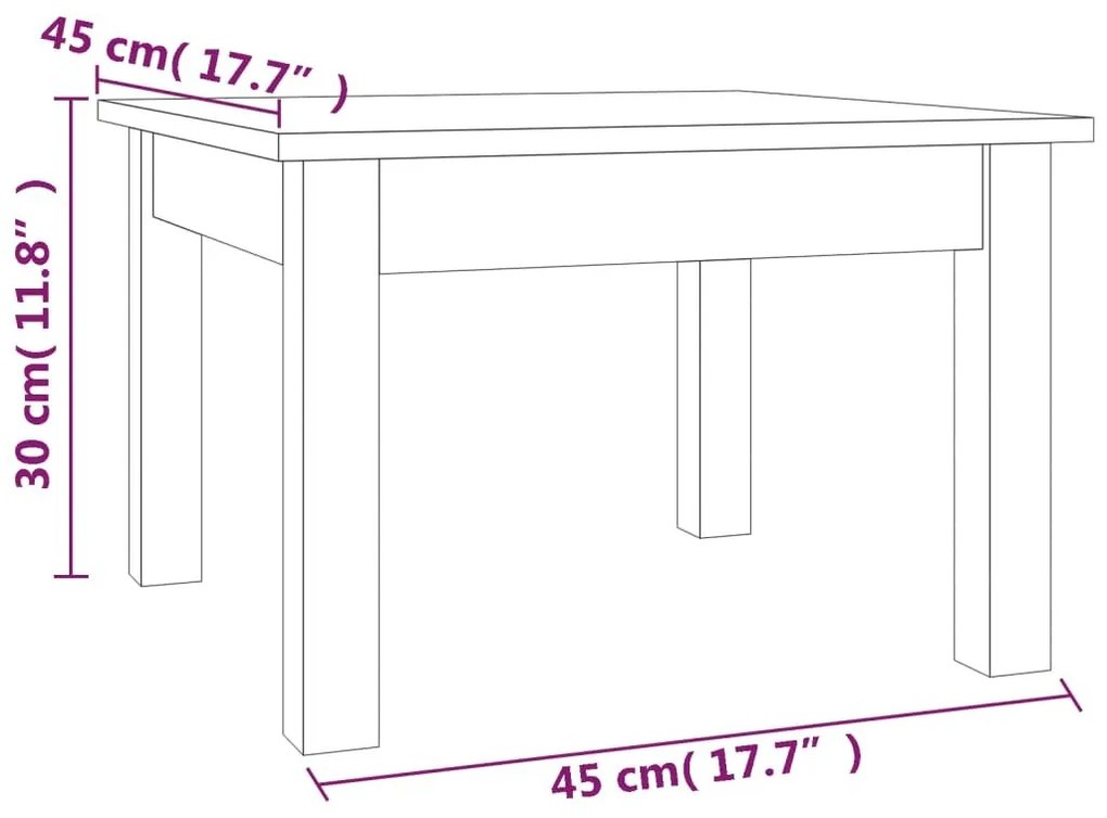 Τραπεζάκι Σαλονιού Καφέ Μελί 45x45x30 εκ. Μασίφ Ξύλο Πεύκου - Καφέ