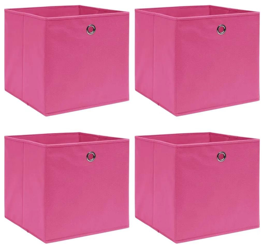 Κουτιά Αποθήκευσης 4 τεμ. Ροζ 32 x 32 x 32 εκ. Υφασμάτινα - Ροζ